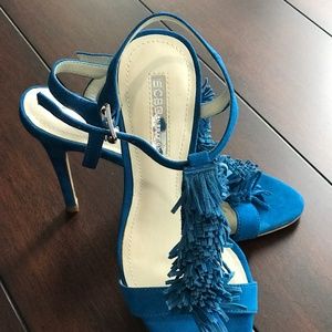 BCBGeneration Ocean Blue Fringed Heel/Sandal